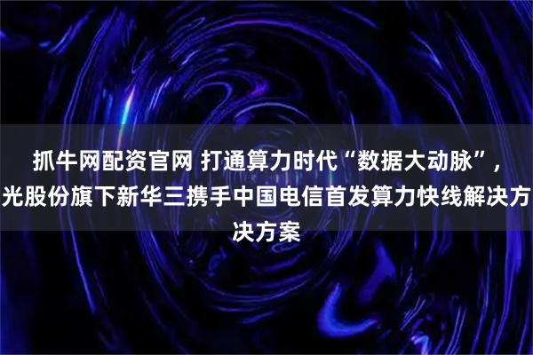 抓牛网配资官网 打通算力时代“数据大动脉”,紫光股份旗下新华三携手中国电信首发算力快线解决方案