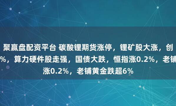 聚赢盘配资平台 碳酸锂期货涨停，锂矿股大涨，创业板半日涨2%，算力硬件股走强，国债大跌，恒指涨0.2%，老铺黄金跌超6%